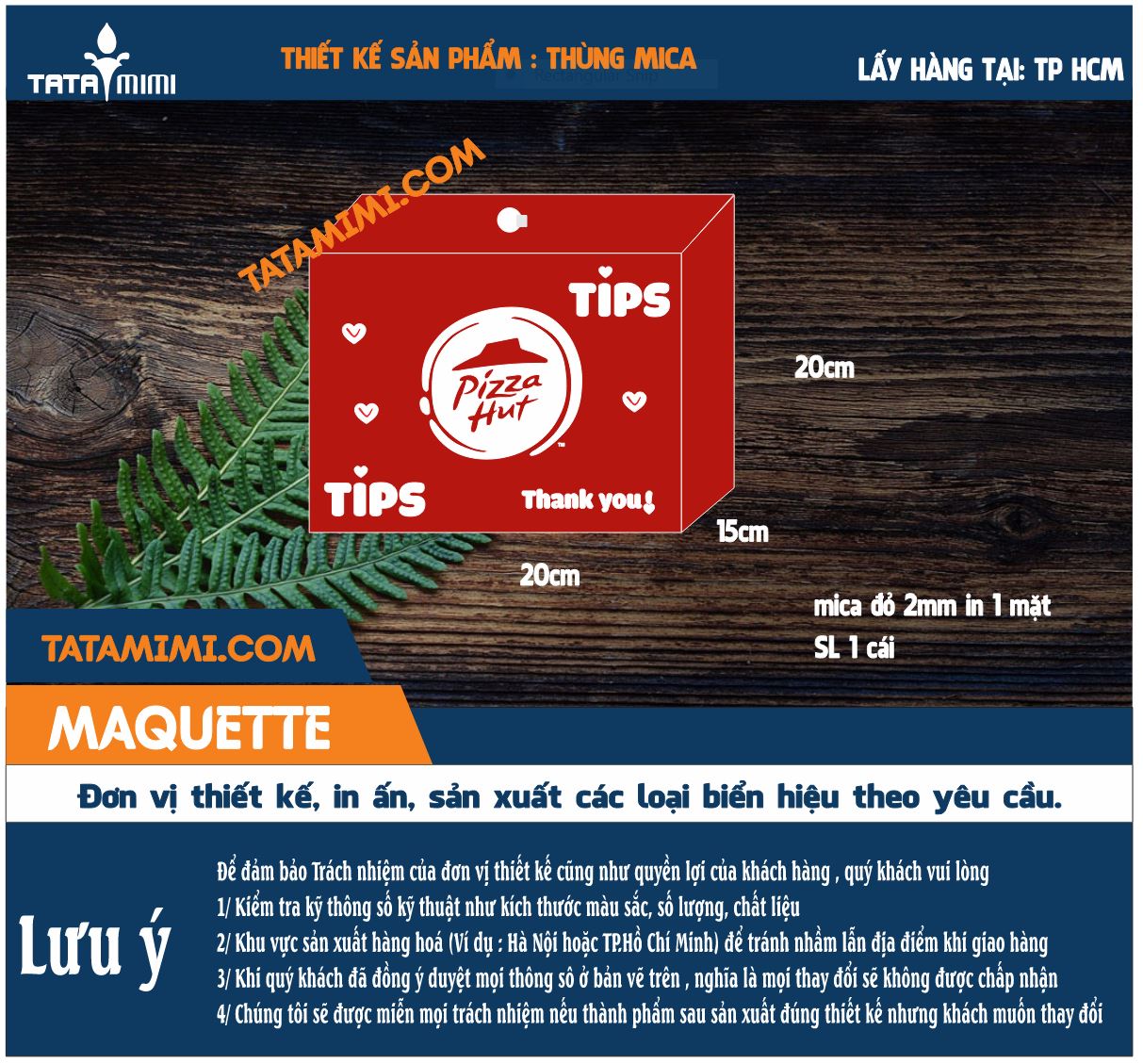 Mẫu Thùng box Tips Mica In Dễ Thương Cho Khai Trương