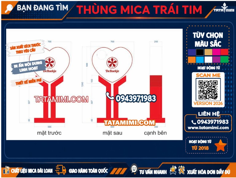 Thùng mica trái tim