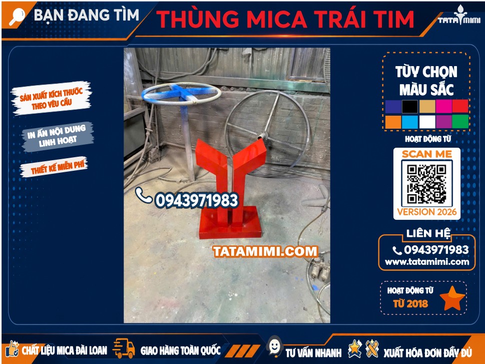 Thùng mica trái tim 1.2 mét