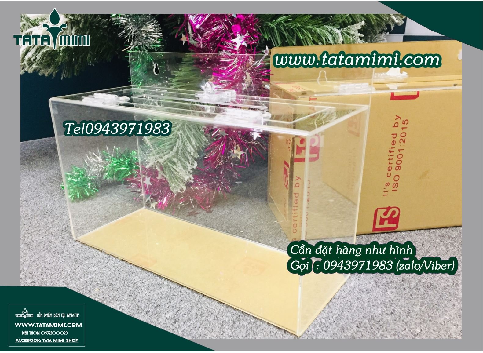 Hộp mica kích thước đúng khổ hoặc theo yêu cầu