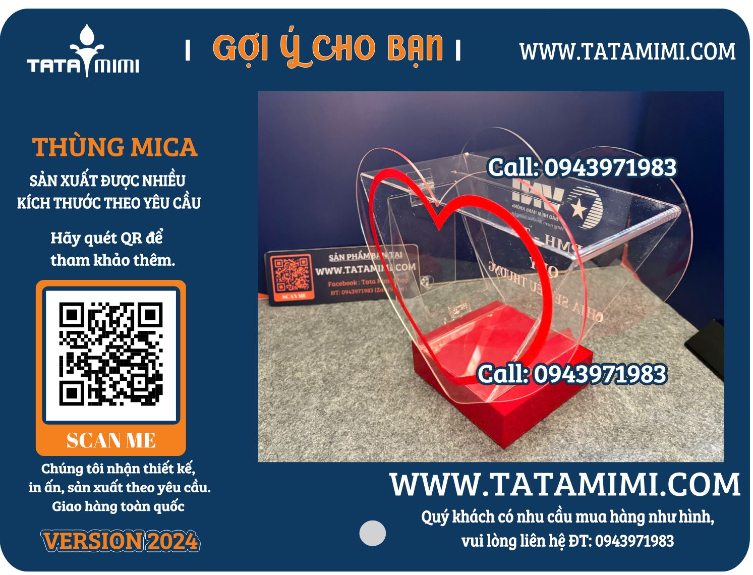 Thùng thư mica trái tim in UV