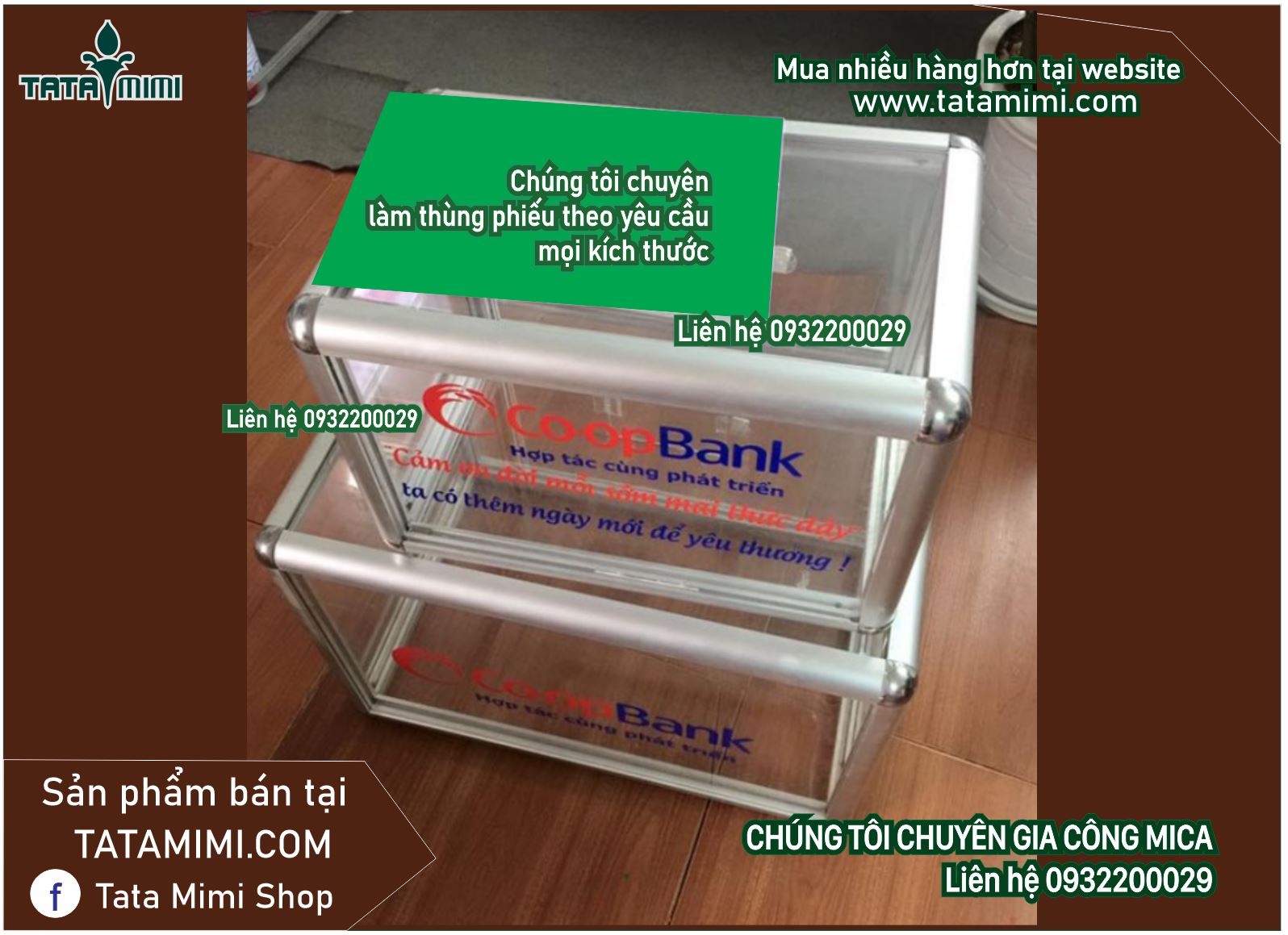 Thùng mica bo viền nhôm từ độ dày 3mm