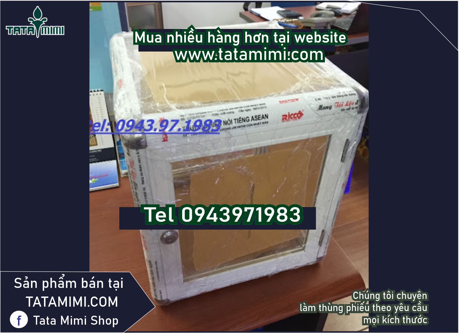 Thùng mica bo viền nhôm từ độ dày 3mm