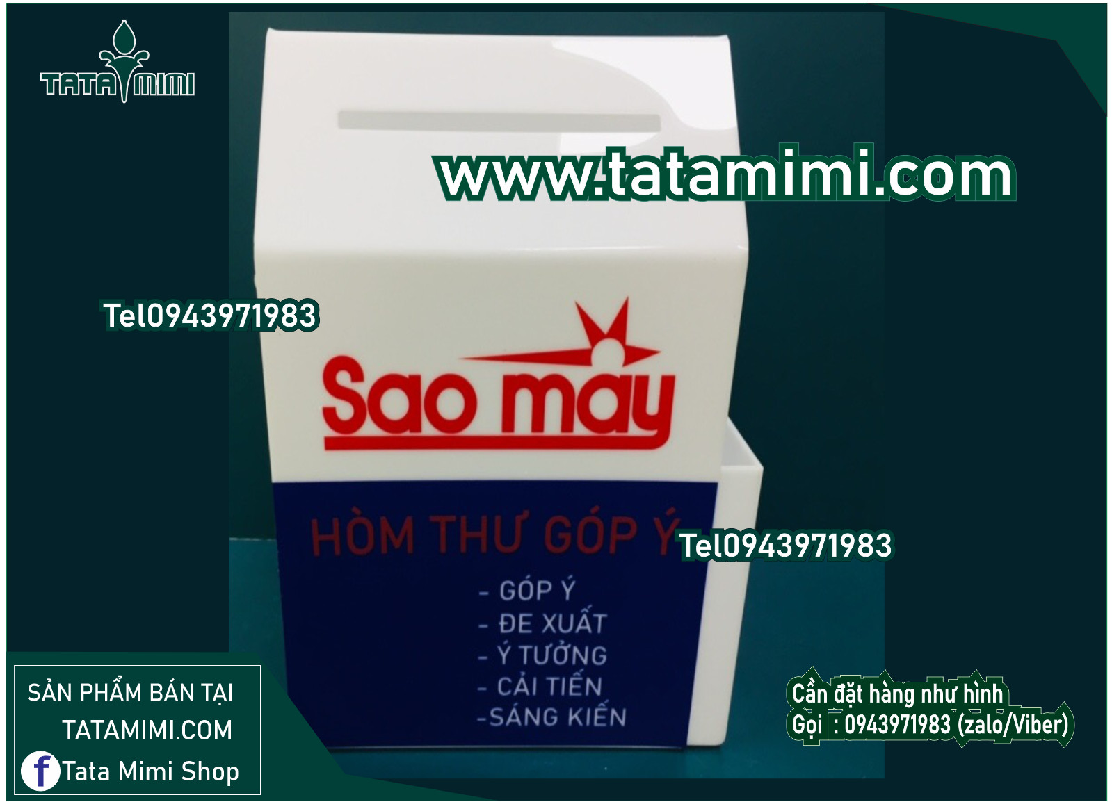 Thùng thư góp ý bằng mica có cửa ở hông