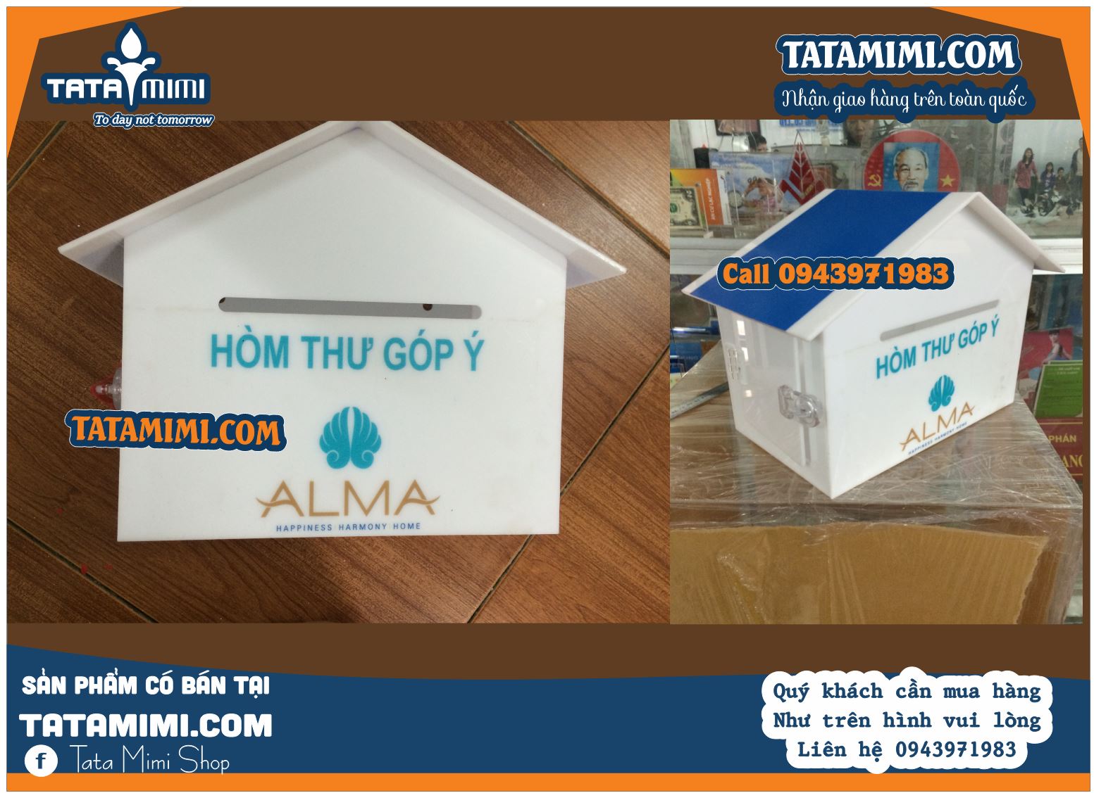 Thùng thư mica có mái đẹp