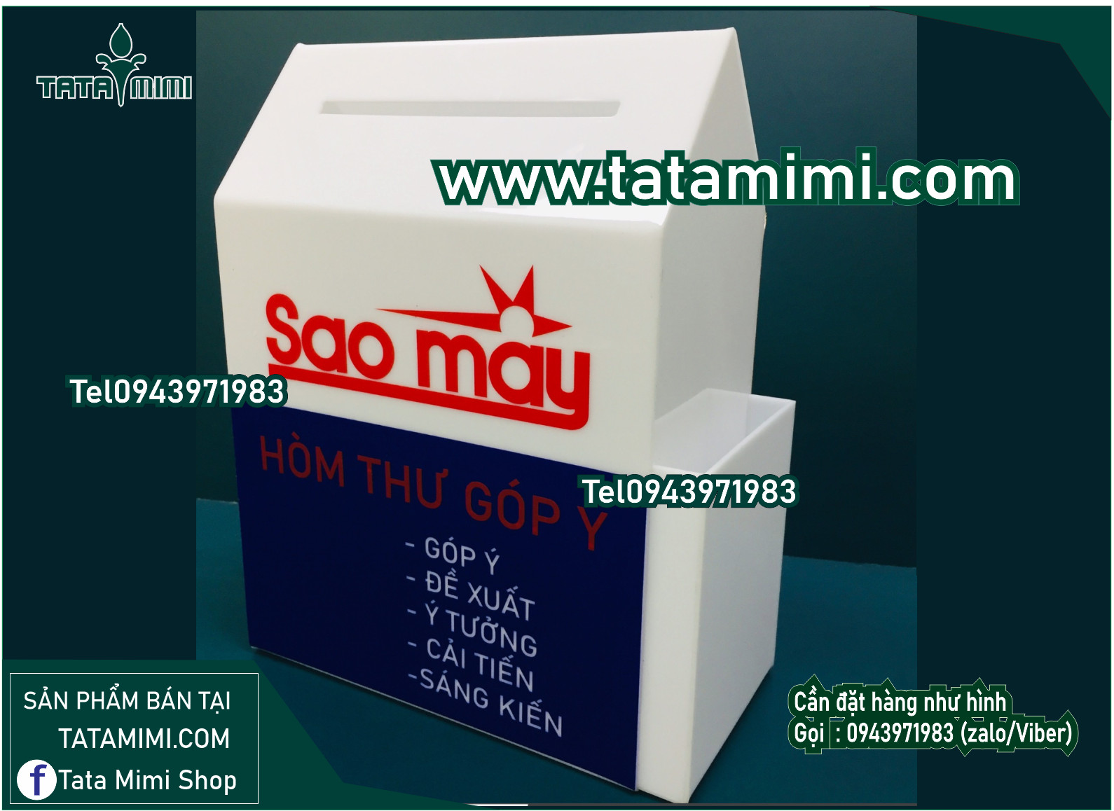 Thùng thư góp ý bằng mica có cửa ở hông