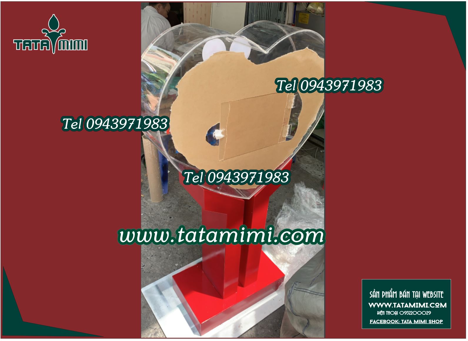 Thùng quyên góp bằng mica hình trái tim