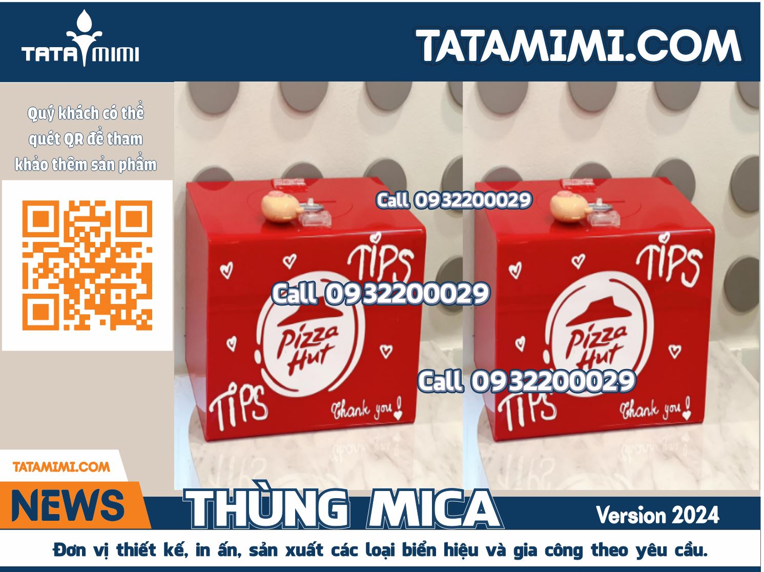 Mẫu Thùng box Tips Mica In Dễ Thương Cho Khai Trương