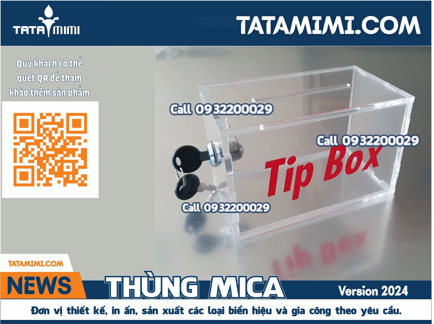 Thùng Tips Mica In Dễ Thương Cho Khai Trương: Mẫu Thùng Đẹp, Giao Hàng Nhanh