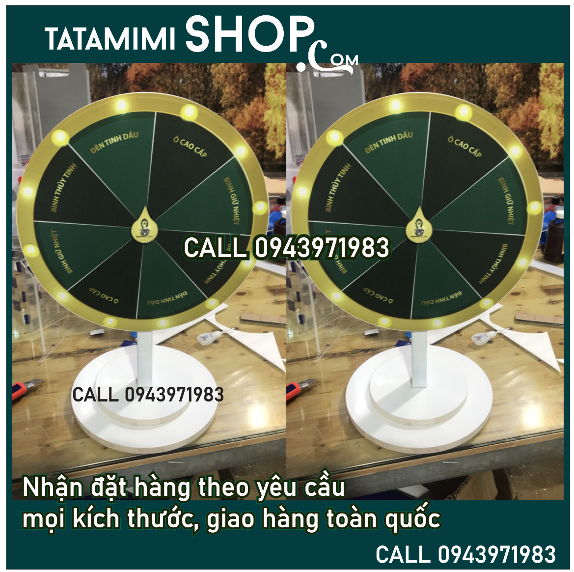 Vòng quay để bàn thân sắt chân gỗ bền đẹp