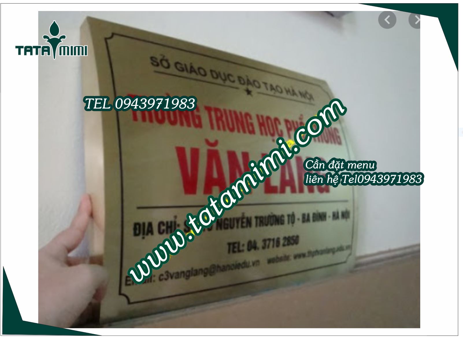 Biển inox vòm kích thước 30x40 cm treo tường.