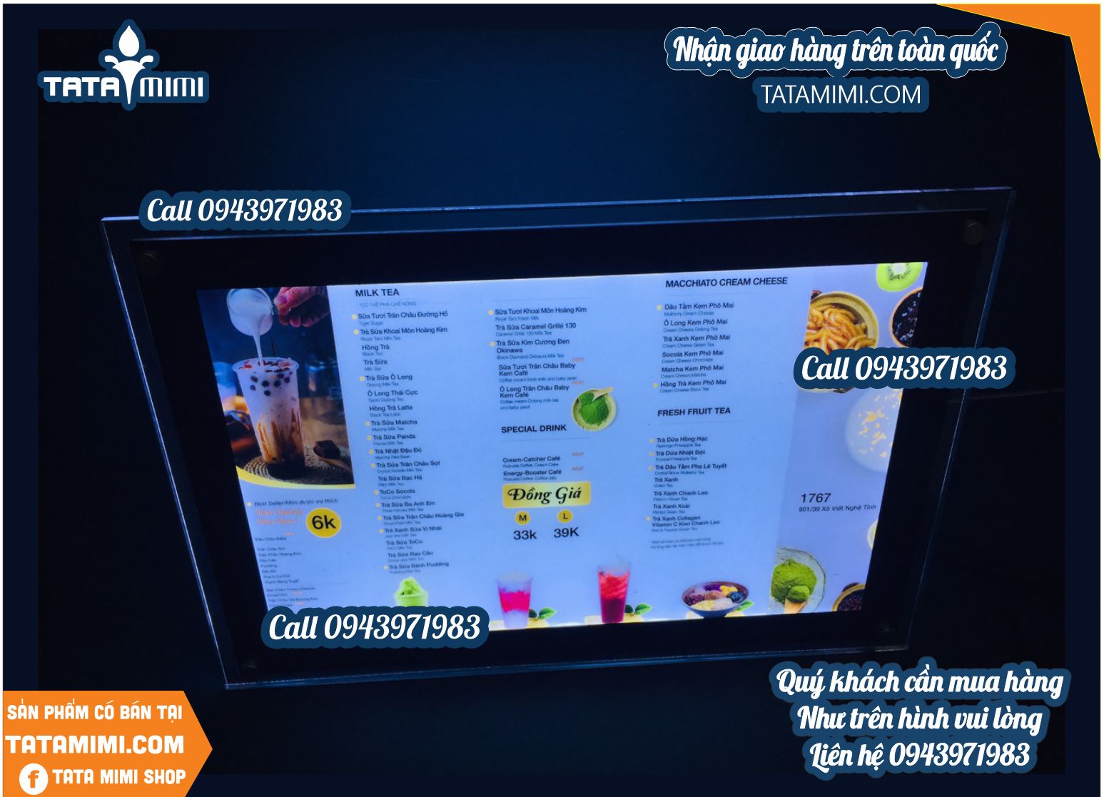 Biển menu LED mica siêu sáng, siêu mỏng – giải pháp nổi bật cho quán cafe, nhà hàng.