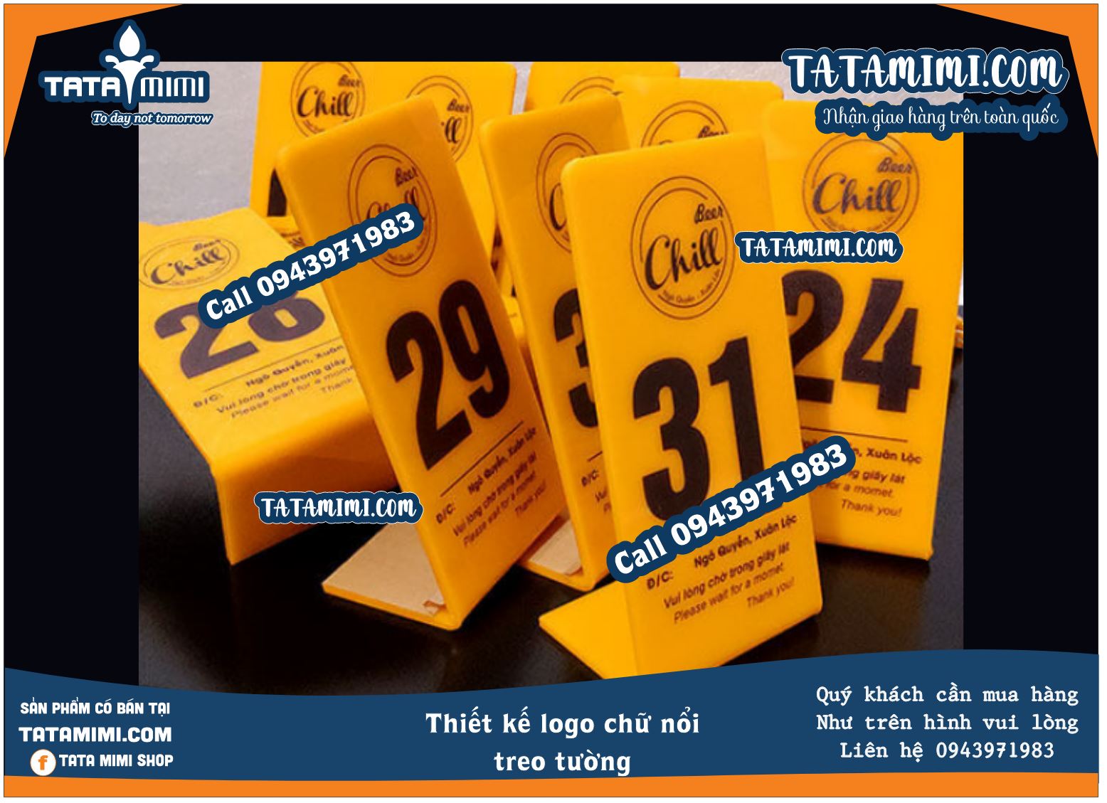 Thẻ bàn cà phê màu nhũ đồng Toco toco