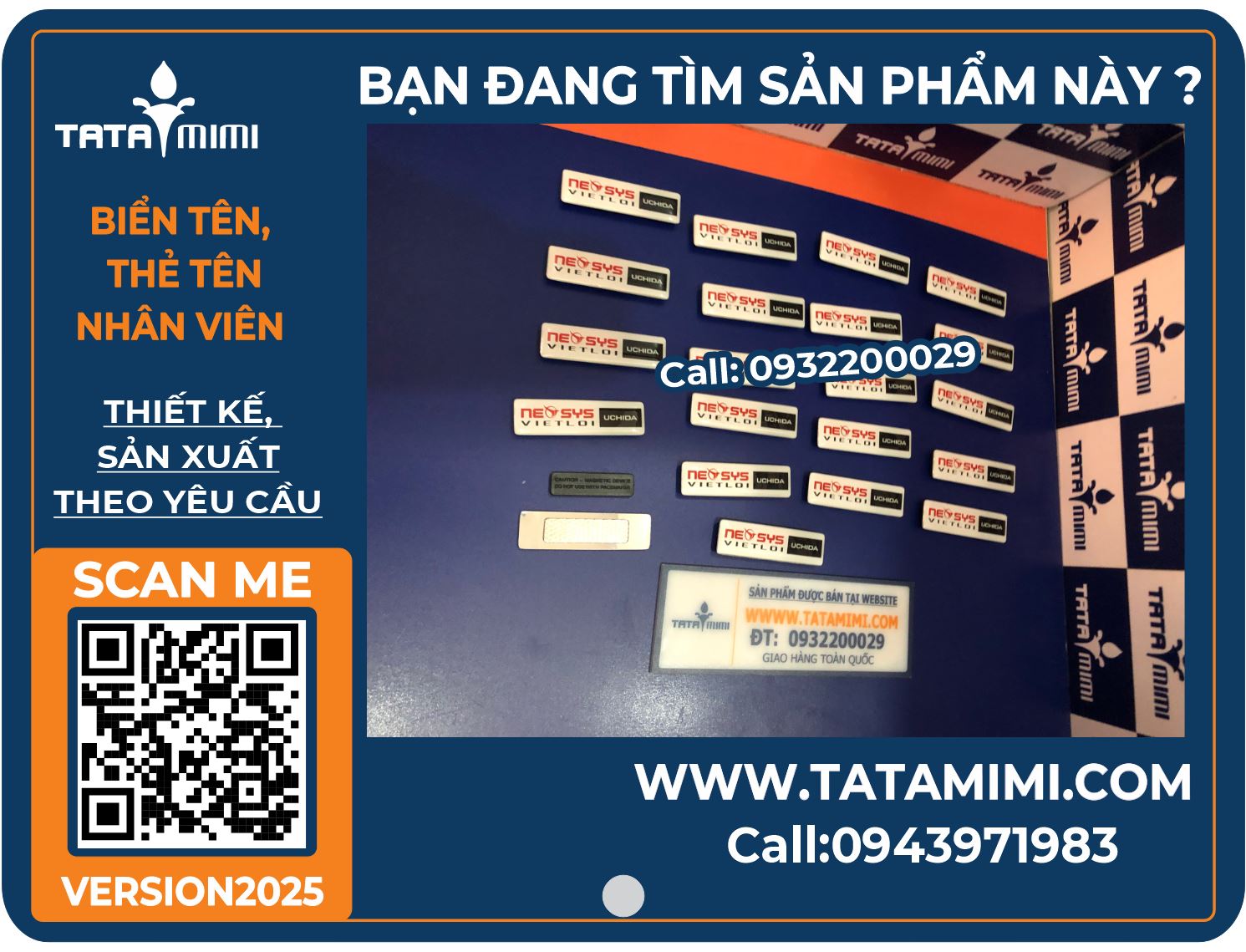 Thiết kế, in ấn biển tên nhân viên mẫu trắng logo đen