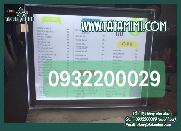 Khung menu led treo tường