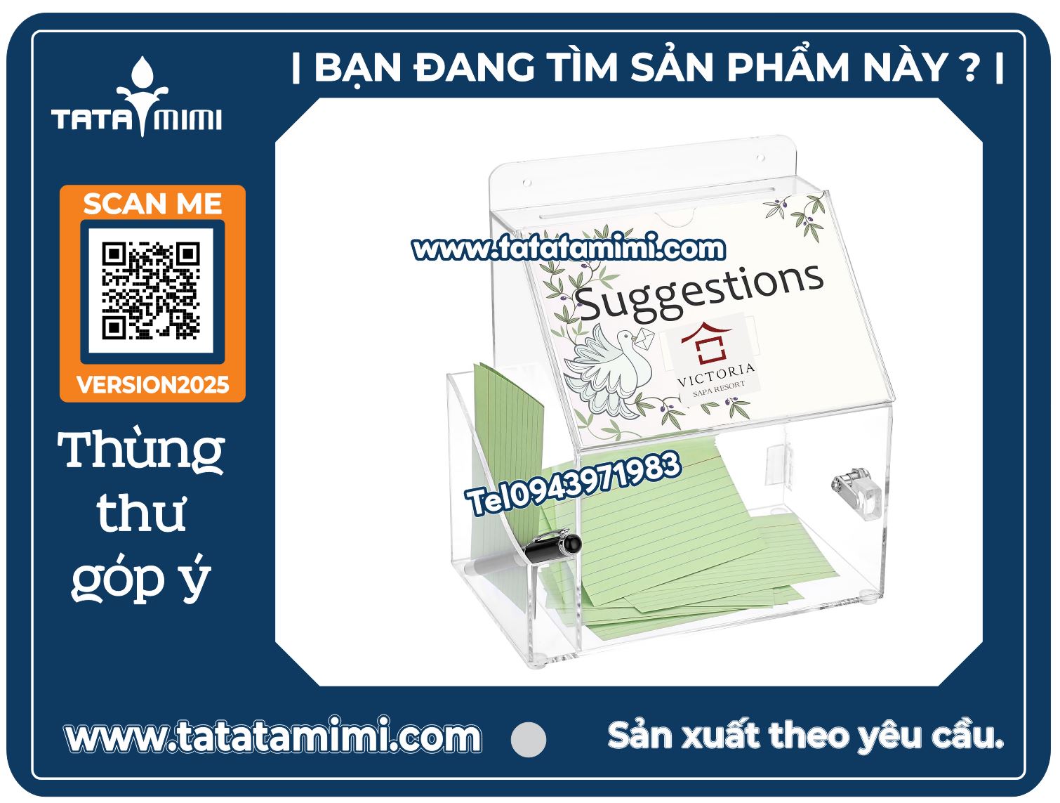 Thùng thư góp ý , Suggestion Box, Donation mica sang trọng, bền đẹp, sản xuất theo yêu cầu.