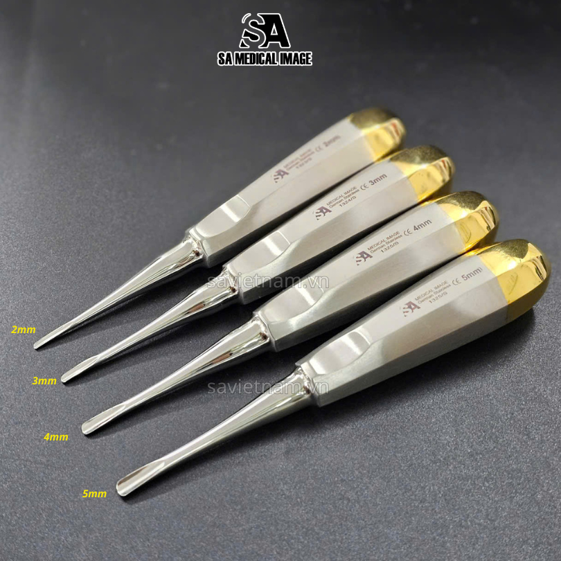 Bẩy thẳng cán vàng SA Medical - bẩy nha khoa thép Đức