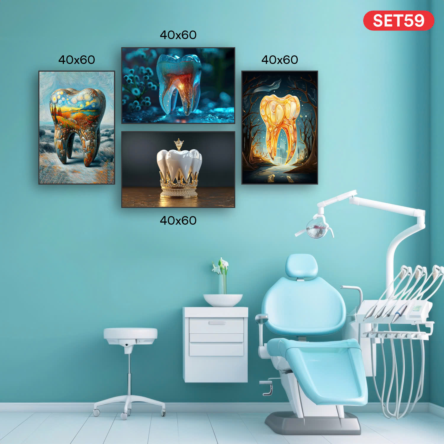 set tranh nha khoa trang trí phòng khám - set 59