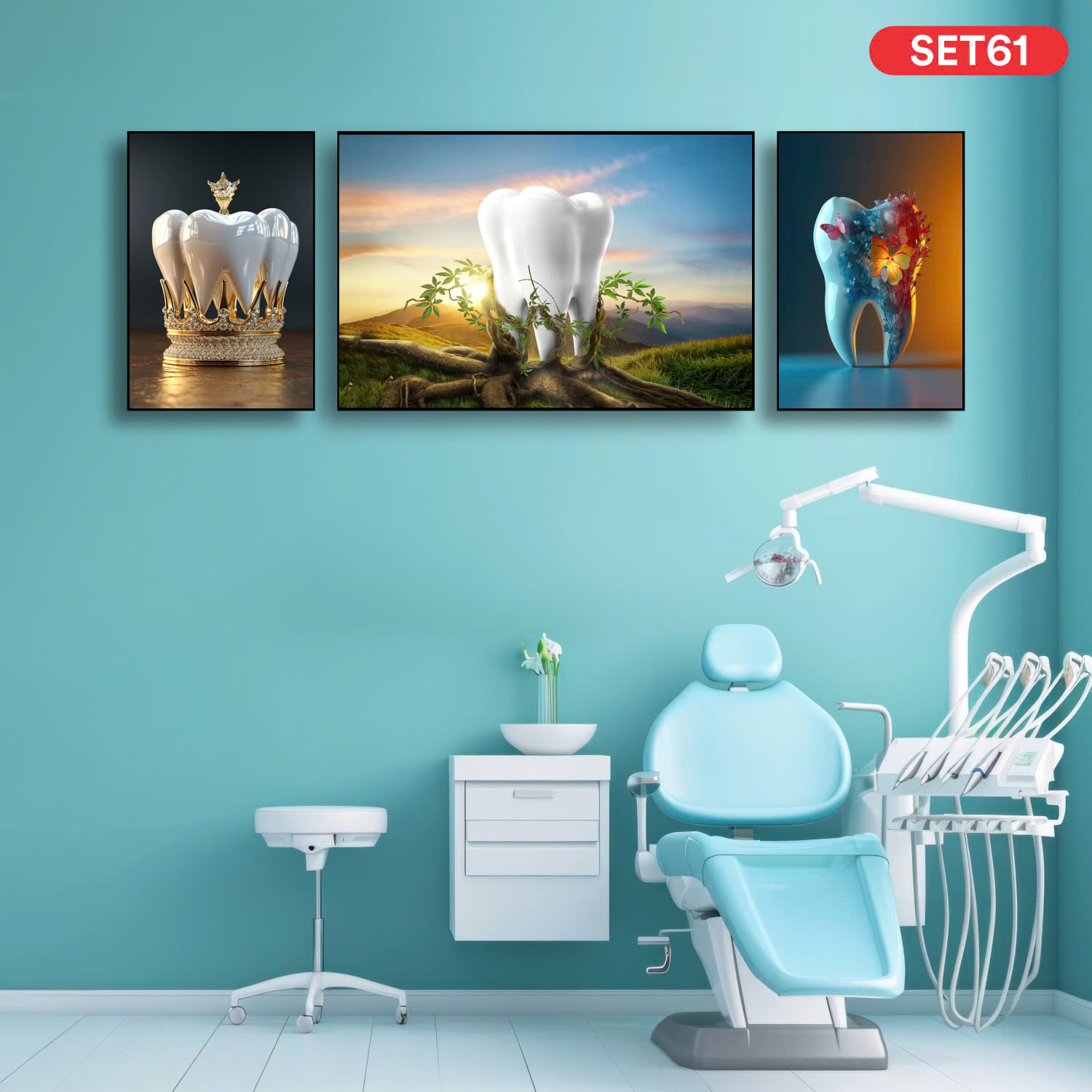 set tranh trang trí phòng khám nha khoa