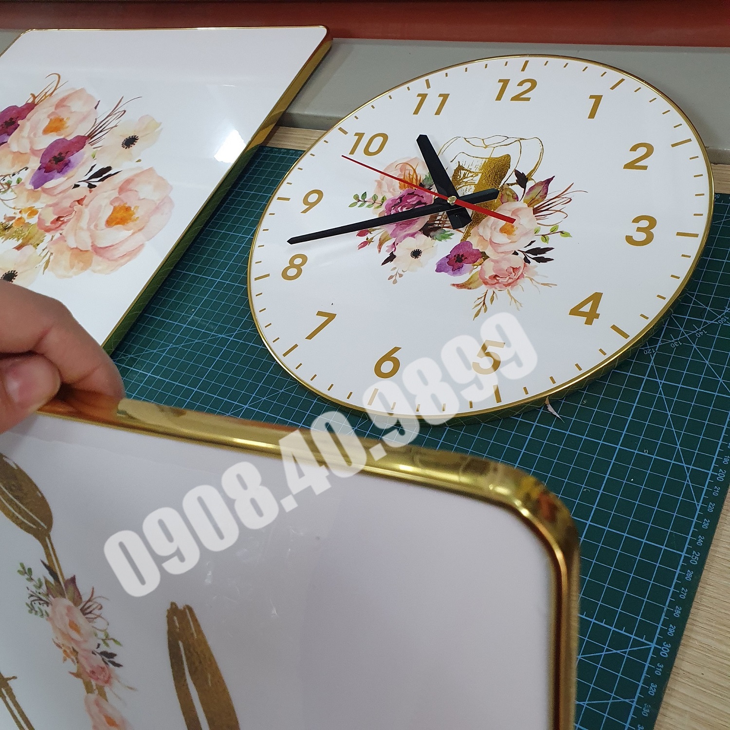 set tranh, đồng hồ nha khoa tráng gương treo tường