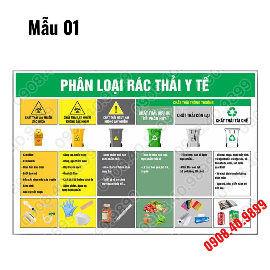Tranh Hướng dẫn phân loại rác thải y tế
