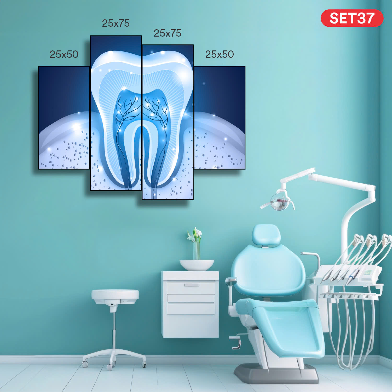 set tranh nha khoa gỗ tráng gương