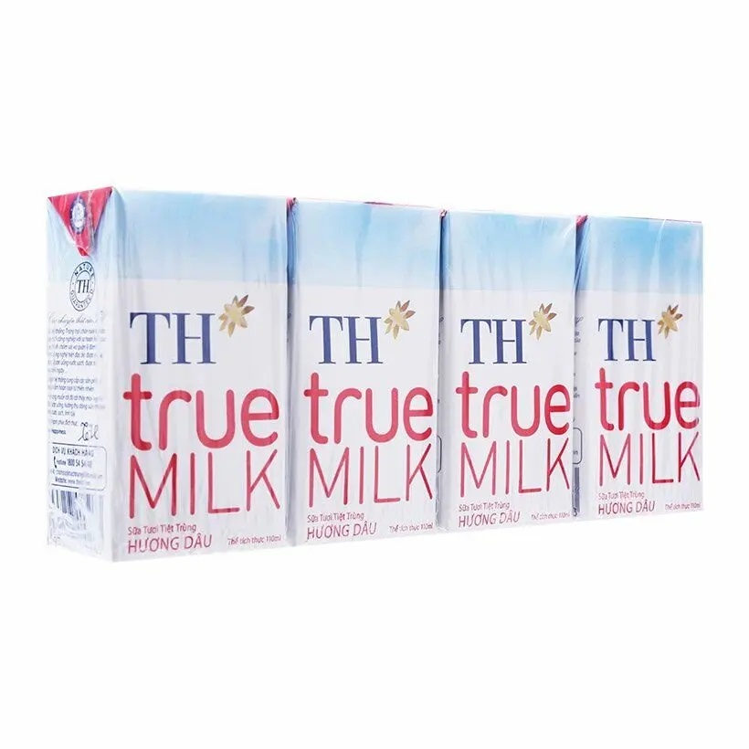 Sữa tươi TH True Milk hương dâu 110ml vỉ 4h