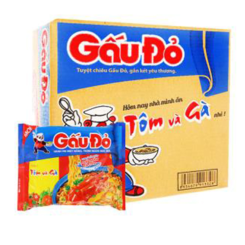 Thùng mì gấu đỏ vị tôm và gà
