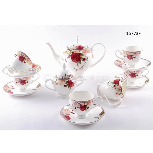 Bộ tách trà sứ xương 15773F 15pcs