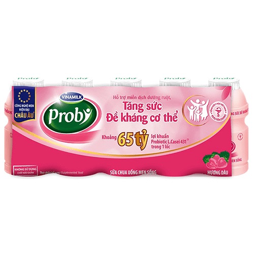 Sữa chua uống men sống proby hương dâu 65ml(5chai/vỉ)