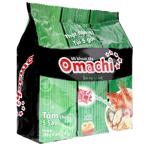 Mì khoai tây Omachi Tôm chua cay 5 sao 78g(5 gói /bịch)