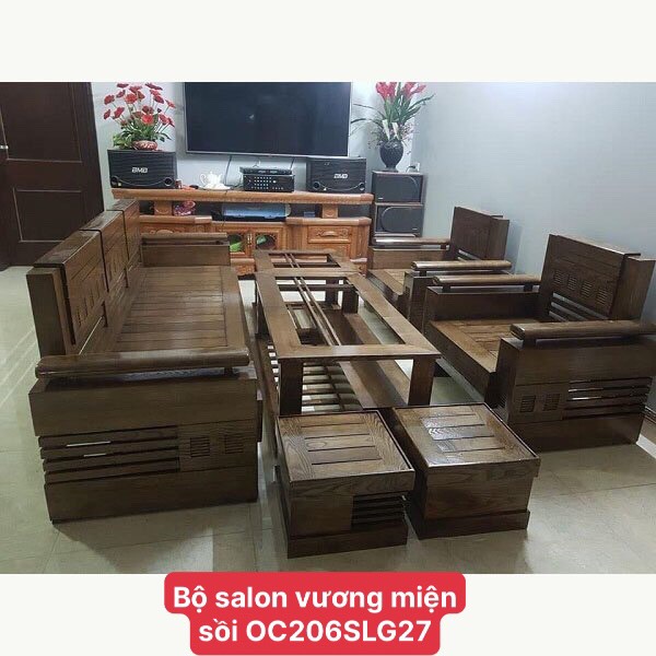 Bộ Salon gỗ Sồi vương miện OC 206SLG27