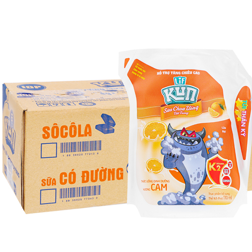 Sữa chua uống Kun hương cam 110ml (24 túi/ thùng)