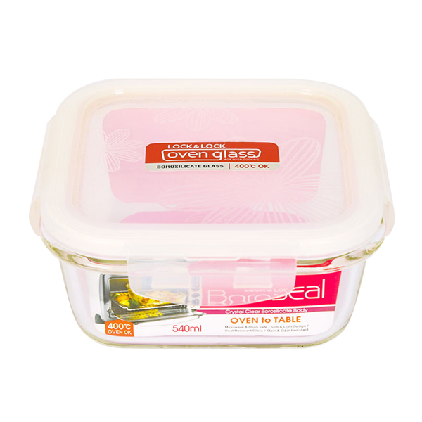 Hộp đựng TP vuông thủy tinh chịu nhiệt Lock&Lock 540ml LLG215