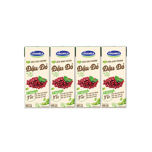 Sữa đậu nành Vinamilk vị đậu đỏ 4h*180ml