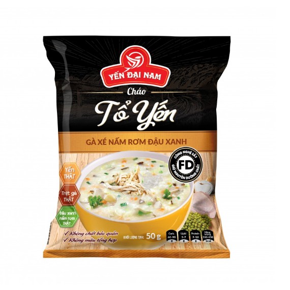 Cháo tổ yến gà xé nấm rơm đậu xanh 50g