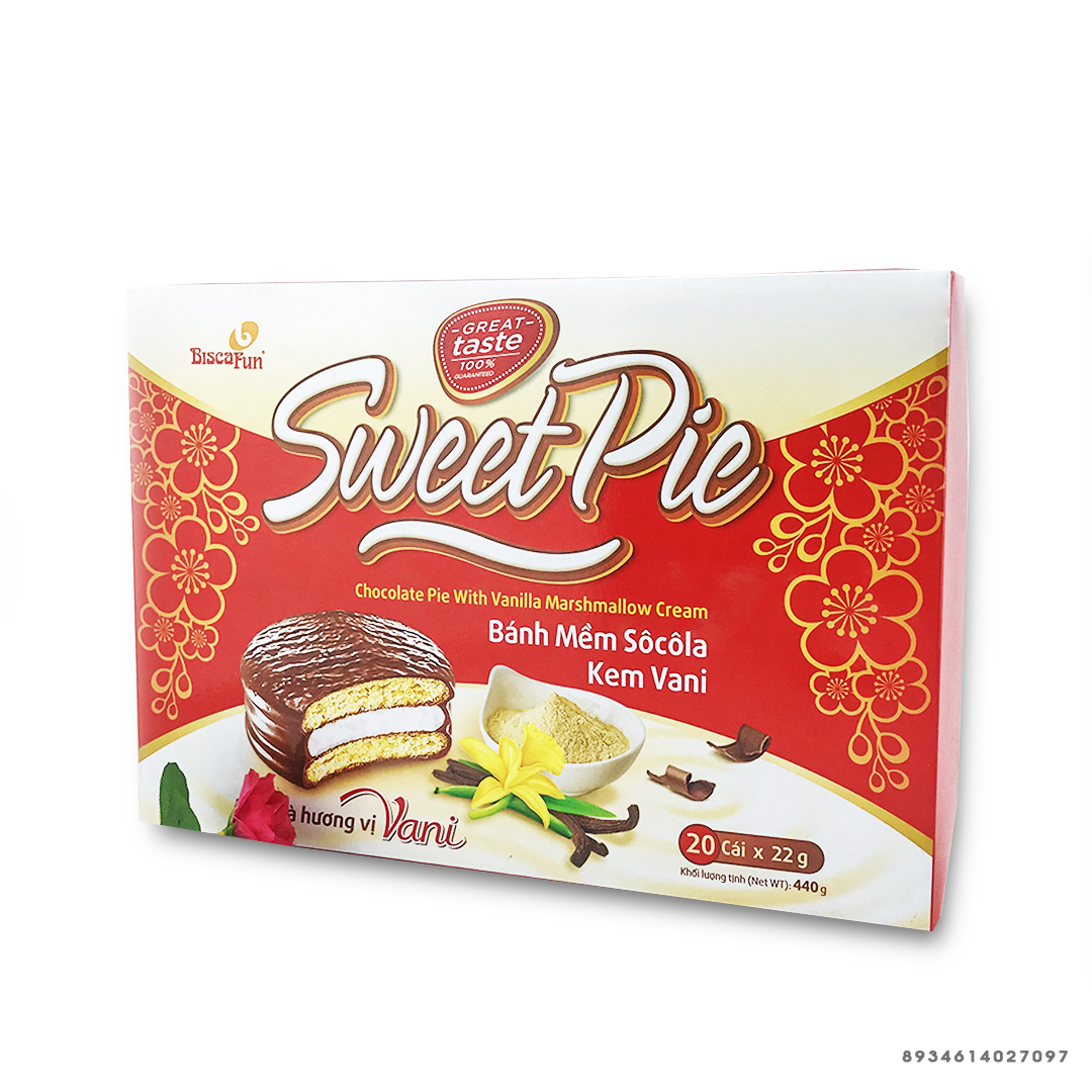 Bánh mềm Sweet Pie Biscafun Socola kem vani 440g