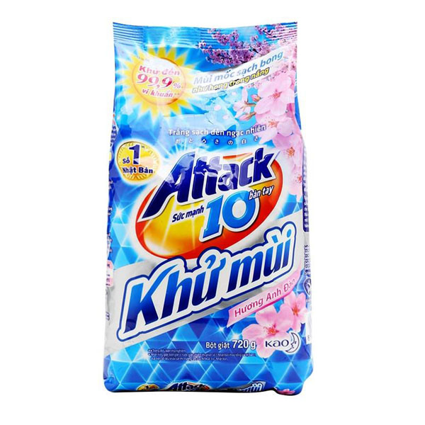 Bột giặt Attack khử mùi hương Anh đào 720g