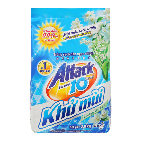 Bột giặt Attack khử mùi hương ngày sảng khoái 3.8kg