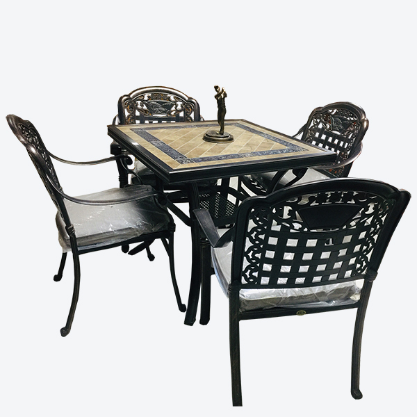Bàn vuông chân nhôm đồng(1 bàn +4 ghế)