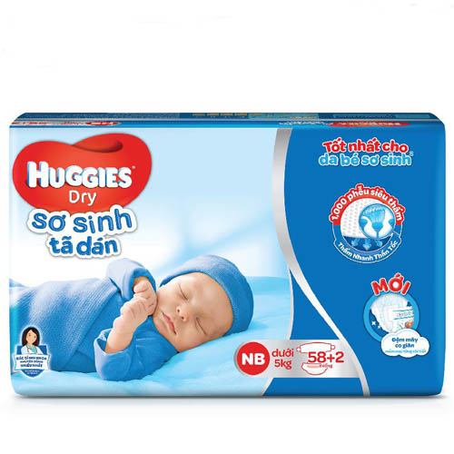 Tã dán sơ sinh Huggies NB58+2 (Size NB - 60 miếng)