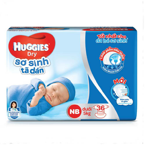 Tã dán sơ sinh Huggies NB36 (Size NB - 36 miếng)