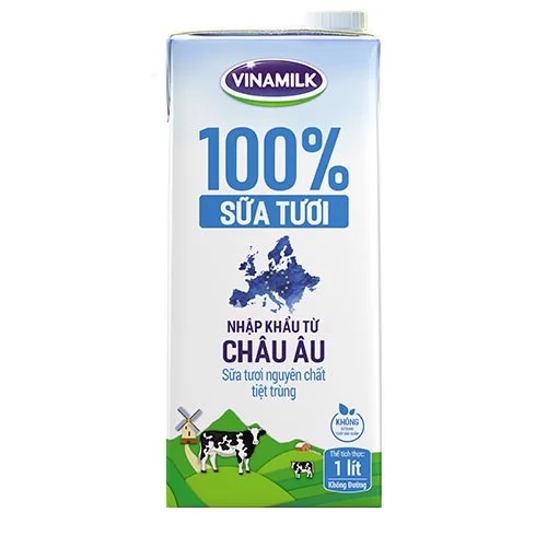 Sữa tươi tiệt trùng không đường Vinamilk Nhập khẩu Hộp 1L
