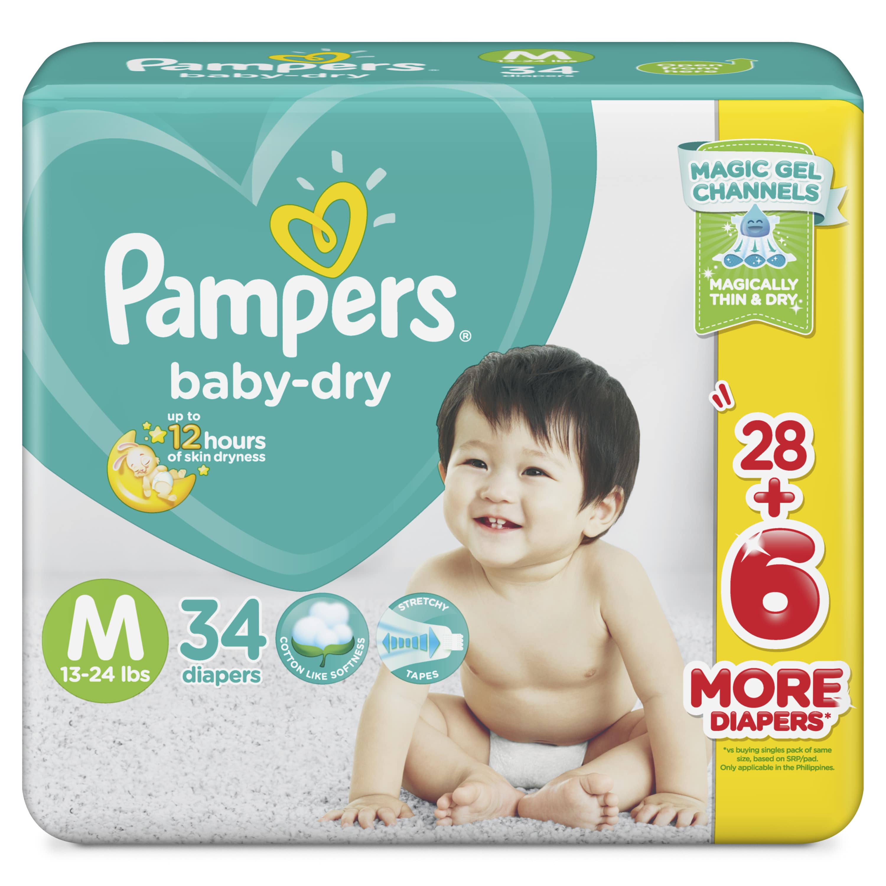 Tã dán Pampers Baby-dry M34 (size M - 34 miếng)