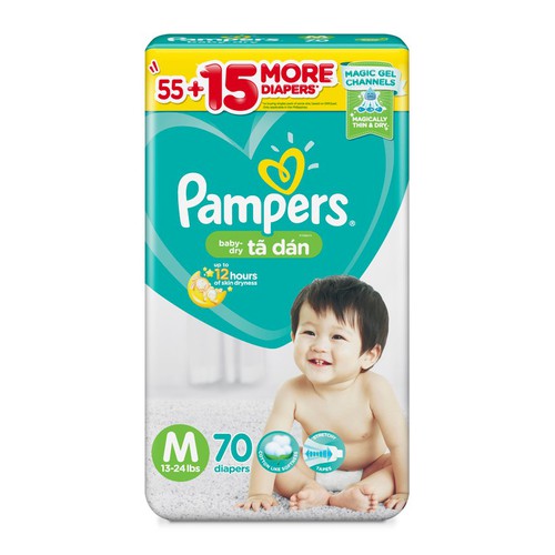 Tã dán Pampers Baby-dry M70 (size M - 70 miếng)