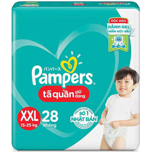 Tã Quần Pampers giữ dáng XXL28 (size XXL - 28 miếng)