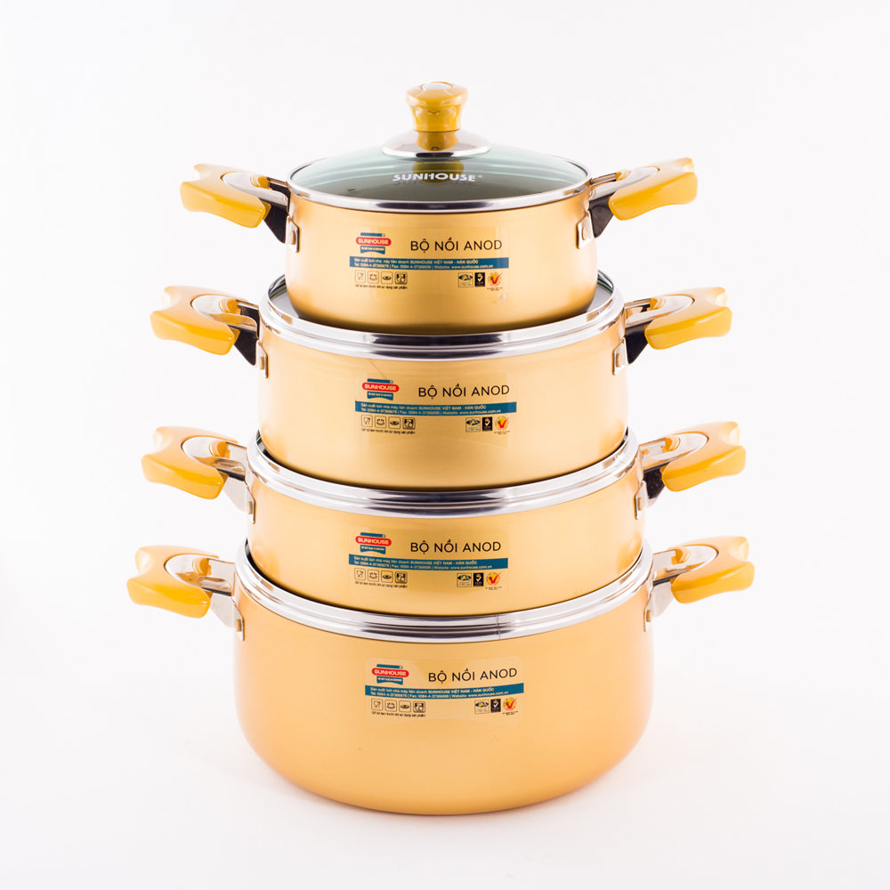 Bộ 4 nồi anod 18, 22, 24, 26 cm Sunhouse SH9944