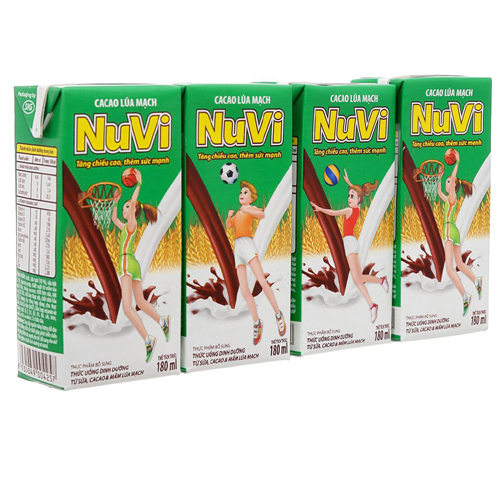 Thức uống dinh dưỡng Nuti Cacao lúa mạch 180ml (4 hộp)