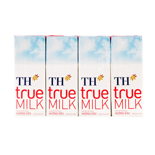 Sữa tươi TH True Milk hương dâu 180ml vỉ 4h