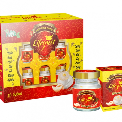 Yến sào Lifesnest hộp quà có đường 6 lọ*70ml